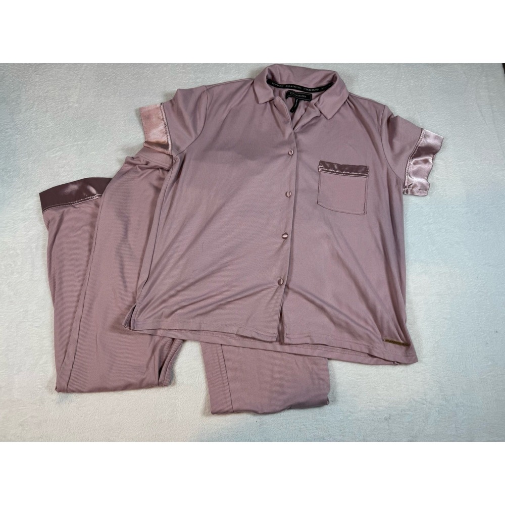 Women's Pink Matching Pajama Set With Silly Accents Size Small Cozy Comfy